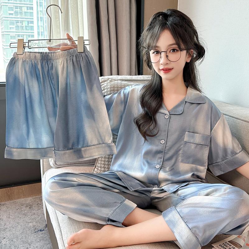 儿童睡衣夏季冰丝2026新款女童家居服夏天小孩短袖大童空调房套装