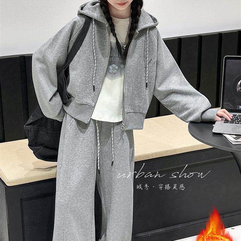 新品女童秋冬运动套装2025新款洋气加绒两件套中大儿童春秋季卫衣