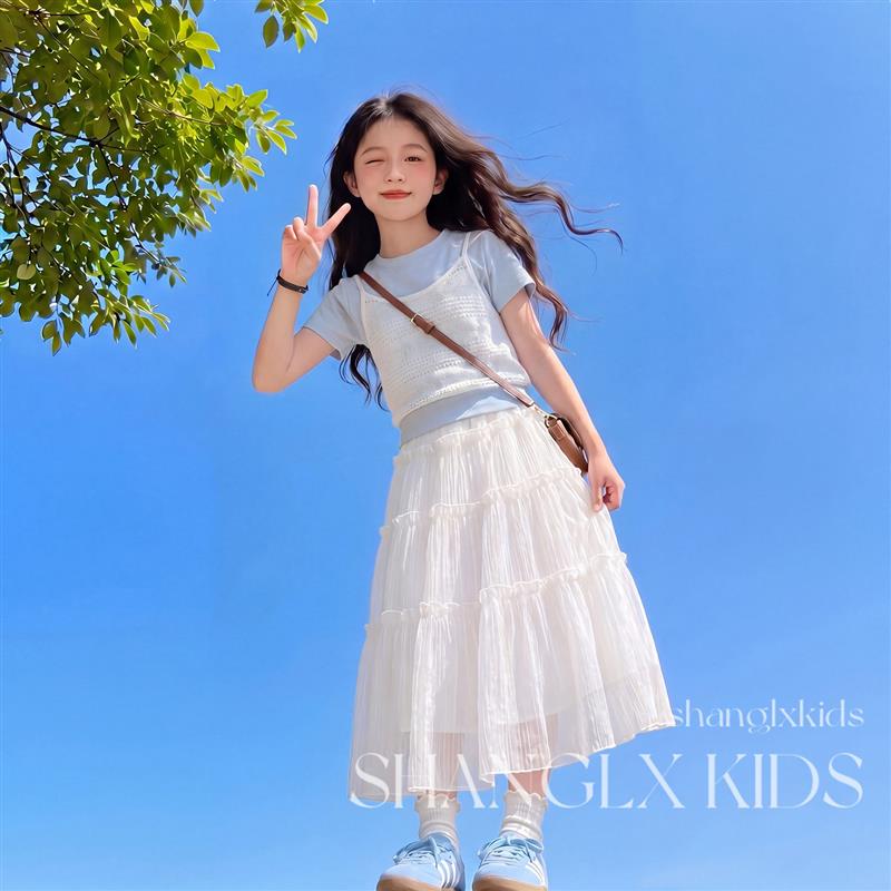 女童轻奢小众高端套装儿童裙子女时尚洋气时髦高级感夏季休闲薄款