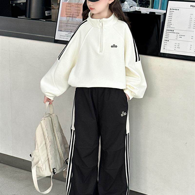 新品女童春秋套装2025新款儿童春秋洋气立领卫衣秋装大童工装裤两