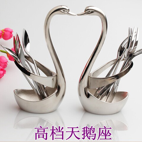不锈钢天鹅造型水果叉咖啡勺底座