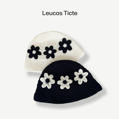 复古手工钩织花朵盆帽