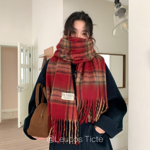 新款红色围巾格子推荐