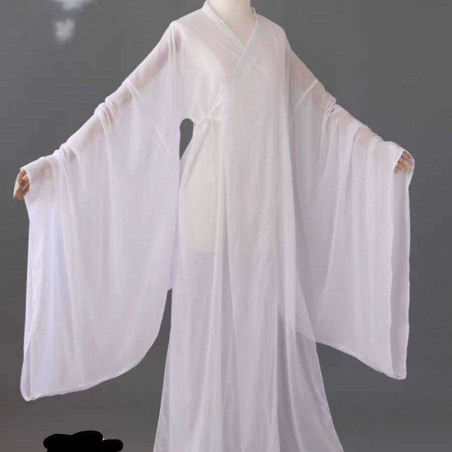 明制汉服大袖内衬道袍圆领中衣打底直裰男女白色交领宋制演出服