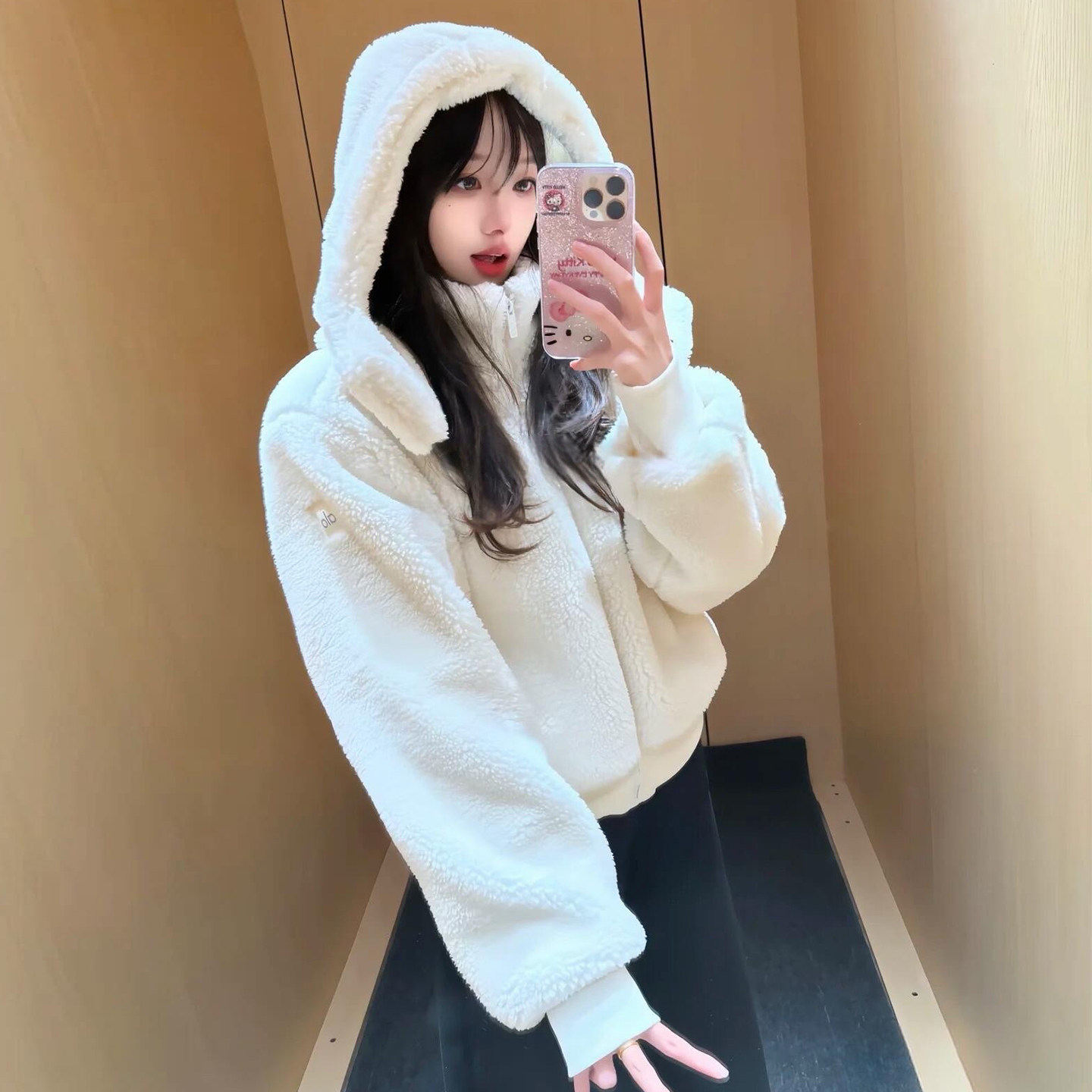 ALO羊羔毛拉链泰迪毛绒棉服