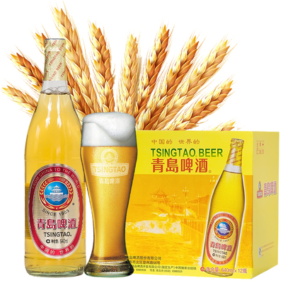 大白金640ml老青岛登州黄啤酒