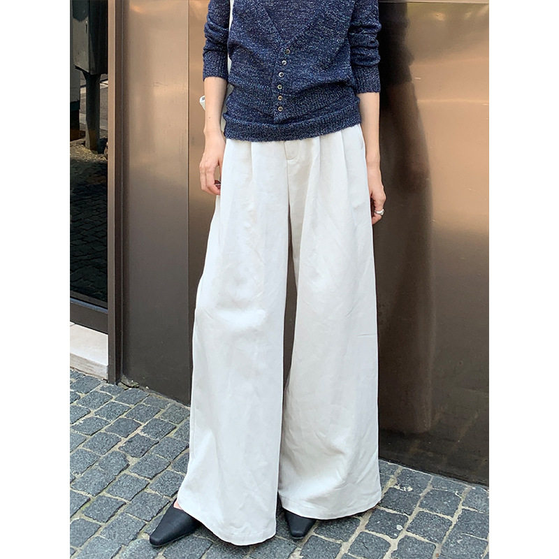 THE MIND天丝棉阔腿休闲裤女2025秋季高腰显瘦百搭长裤子
