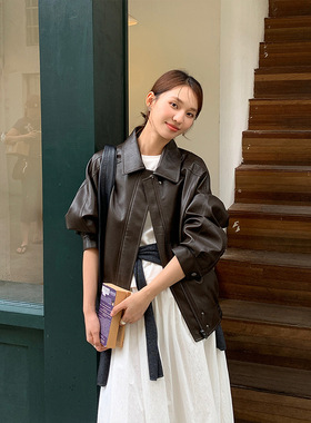 THEMIND高级感PU皮衣夹克2025秋冬新款韩版时尚小个子外套女