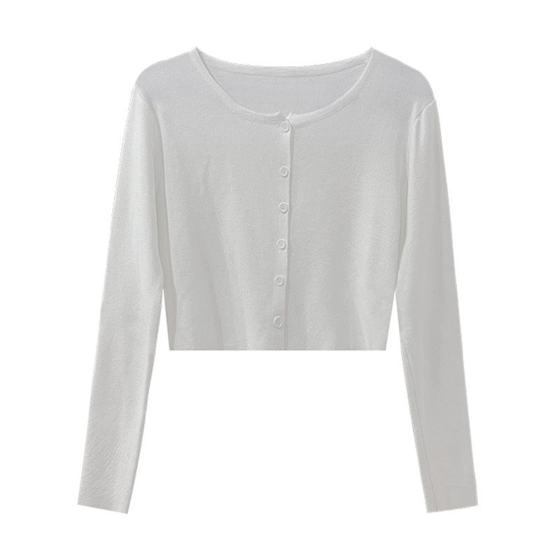 스웨터 위에 카디건이 달린 여성용 얇은 얼음 실크 스웨터 여성용 짧은 상의
