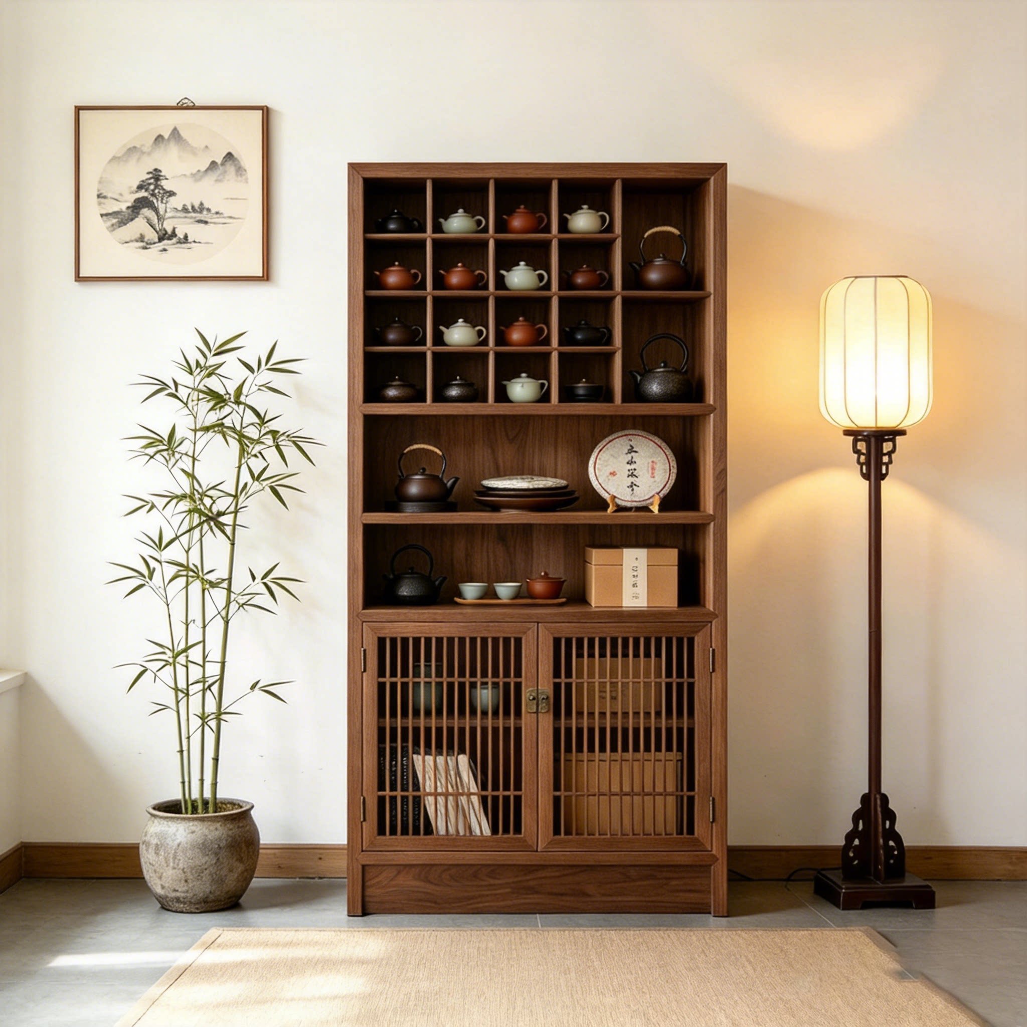 定制高端茶艺茶馆棋牌室中古风展示柜陈列柜