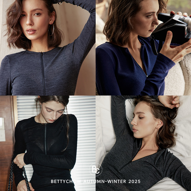 V领羊毛拉链修身打底衫3色