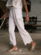 丝麻刺绣白色9分休闲阔腿裤 长腿神裤 法式 时尚 通勤夏季 Bettychow