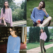 Bettychow 2色圆领cleanfit松弛感老钱休闲Tee 亚麻宽松针织罩衫