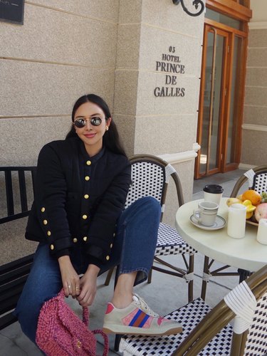 香vintage阔肩短棉服名媛外套