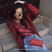 Bettychow 新年红格子羊驼毛宽松毛衣圣诞红色氛围感时髦撞色开衫