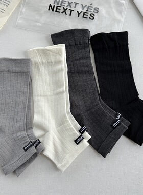 夏季薄款布标半截踩脚袜套短款miu系走秀款露脚趾芭蕾风中筒袜女