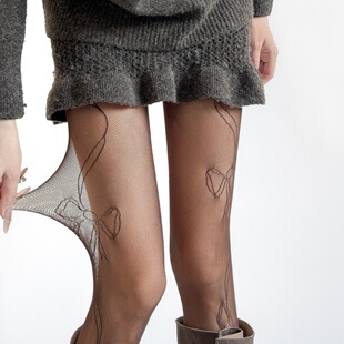 芭蕾风蝴蝶结丝袜女纯欲风蕾丝甜美连裤袜春夏薄款性感黑丝美腿袜