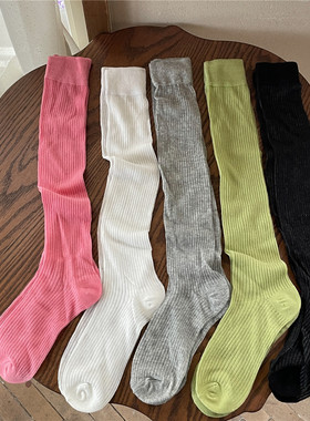 IOULOR夏季薄款堆堆袜ins潮流网红显瘦长筒袜百搭日系纯色及膝袜