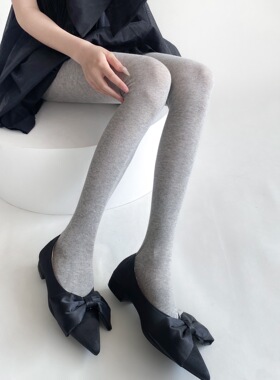 春夏季薄款微透肉打底袜裤女纯色连裤袜灰色系简约风棉质平板裤袜