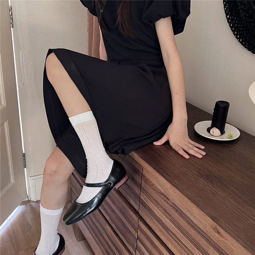 ioulor透气女网眼纯色小腿袜