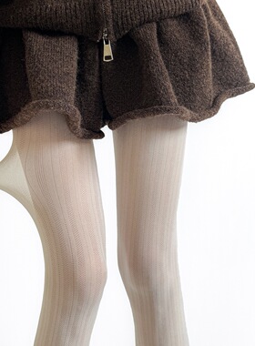 春秋季烟灰色透肉打底丝袜女暗纹薄款miu系走秀款百搭简约连裤袜