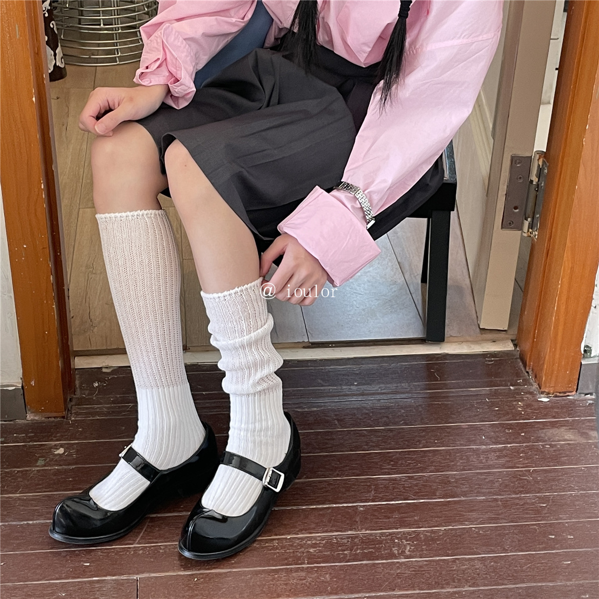 lOULOR春夏纯色及膝袜小腿袜女甜美简约双针堆堆袜子显瘦长筒袜,女士内衣/男士内衣/家居服,长筒袜,淘宝优惠券,粉丝福利购,淘宝优惠卷