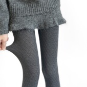 袜棕色百搭外穿裤 秋冬复古小菱格叠穿灰色打底裤 女显瘦连脚连裤 袜