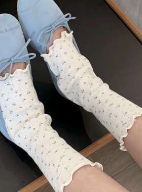 IOULOR夏季薄款袜套女甜美镂空踩脚腿套袜子韩版jk显瘦堆堆小腿袜