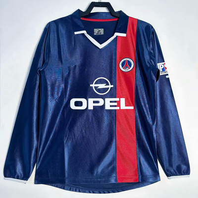复刻版2001-02赛季巴黎主场长袖复古老款球衣 奥科查小罗足球服男