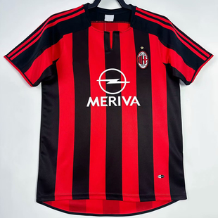 复刻版2003-04赛季AC米兰主场复古老款球衣 卡卡舍瓦因扎吉足球服