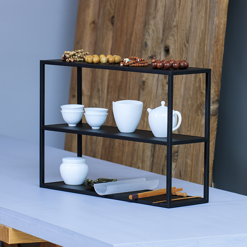 放茶杯架置物架家用功夫茶茶具收纳架多层桌面博古架小型铁艺茶棚
