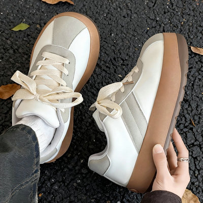 面包鞋男鞋2026板鞋厚底德训鞋美式阿甘鞋小众潮流休闲Q版胖胖鞋