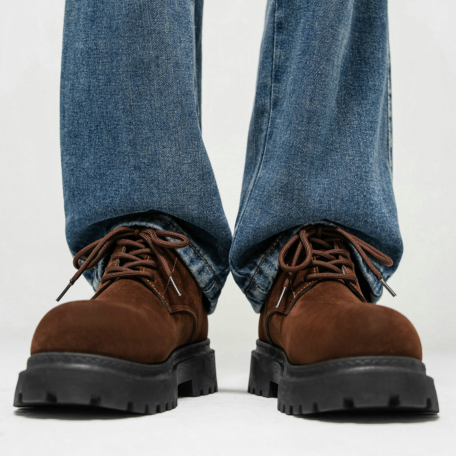 德比鞋男款2025新款厚底增高马丁鞋英伦复古短靴时尚休闲棕色皮鞋