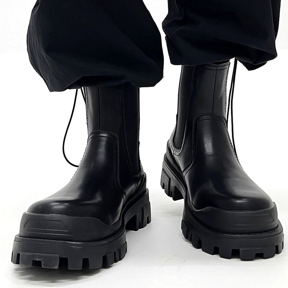 欧美小众高级~真皮增高~切尔西靴