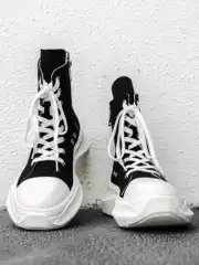 High-Top Men's Shoes, Niche Canvas Shoes, Thick-Soled Height-Increasing American-Style Short Boots, Side Zipper, High-End Trendy Martin Boots