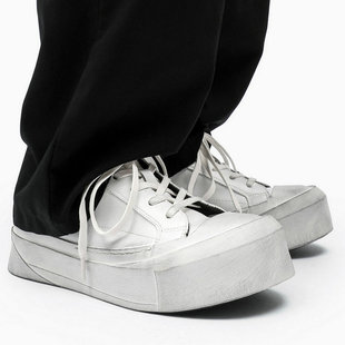 大头板鞋男鞋休闲小白鞋小众白色潮鞋子厚底脏脏鞋百搭做旧小脏鞋