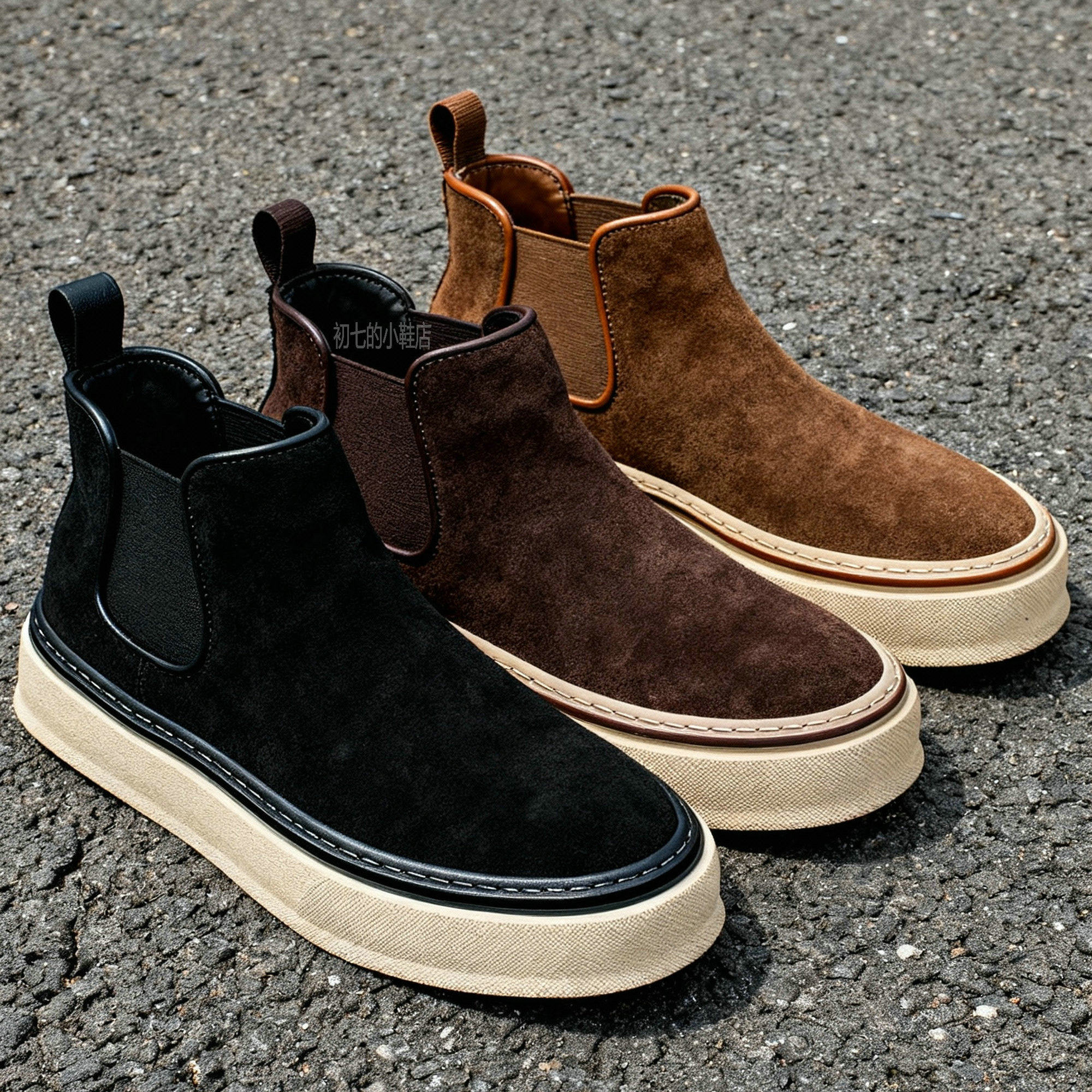 马丁靴男鞋中帮切尔西靴一脚蹬短靴复古英伦短筒休闲厚底懒人板鞋,流行男鞋,马丁靴,淘宝优惠券,粉丝福利购,淘宝优惠卷