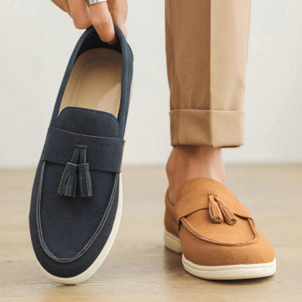 男士豆豆鞋夏季一脚蹬皮鞋法式流苏休闲乐福鞋英伦磨砂轻便帆船鞋