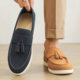 豆豆鞋 流苏休闲乐福鞋 夏季 男士 一脚蹬皮鞋 法式 英伦磨砂轻便帆船鞋