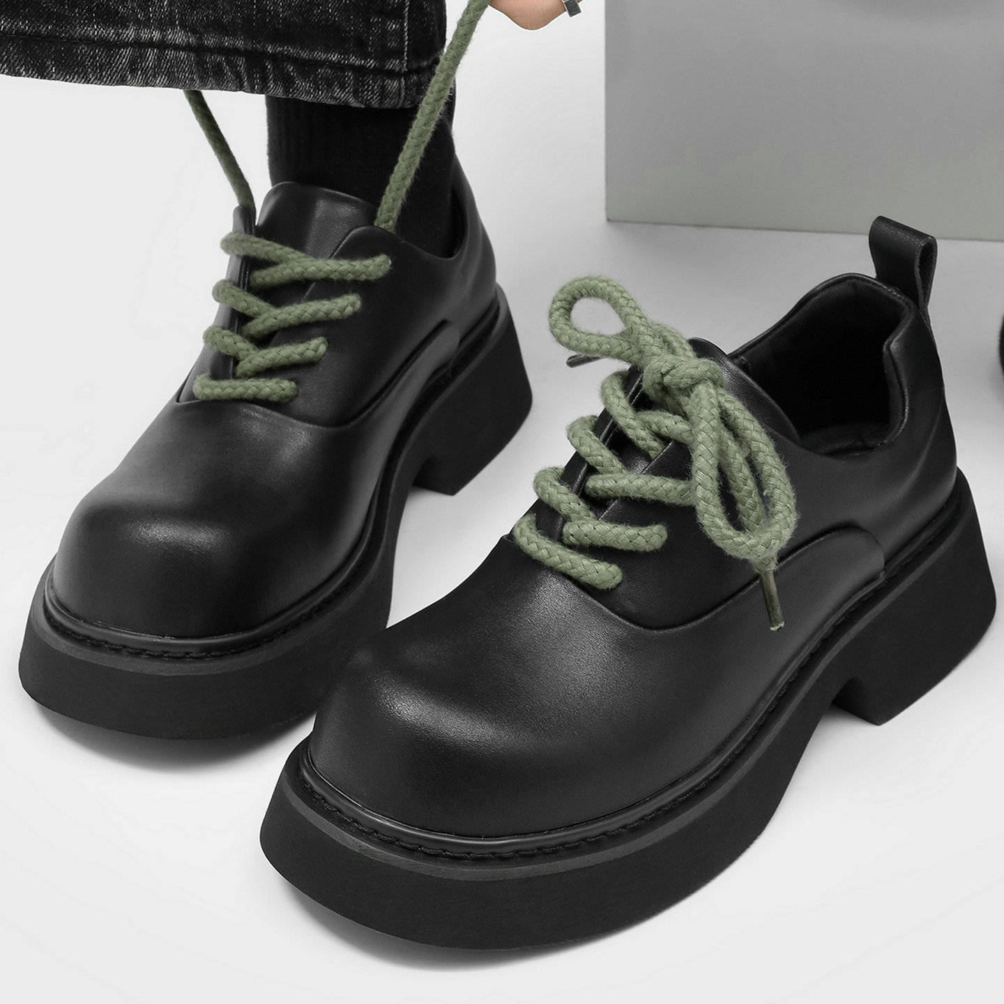 德比鞋男鞋黑色真皮马丁鞋增高软底轻便休闲小众高级年轻痞帅皮鞋