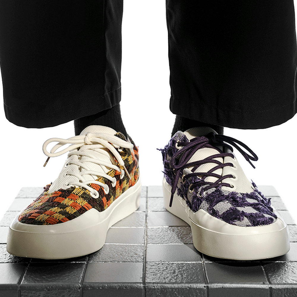 小众个性明星款~国潮格子~帆布鞋