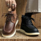 靴真皮马丁靴高帮复古机车靴美式 男士 工装 棕色中帮短靴沙漠登山靴