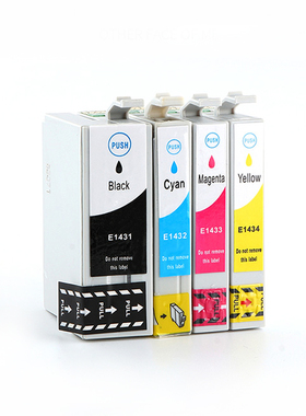 壹诺适用爱普生T1431墨盒WF-7180 7521 7511 ME900WD ME960FWD 85ND彩色喷墨打印机墨盒T143墨盒黑色彩色