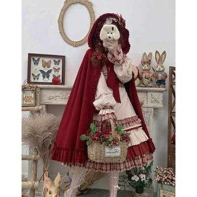 taobao agent Little Red Riding Hood, genuine design demi-season long cute dress, Lolita style, long sleeve, Lolita OP