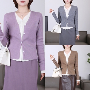 【年终大促】假两件羊毛针织开衫冬V领上衣外套百搭显瘦撞色毛衣