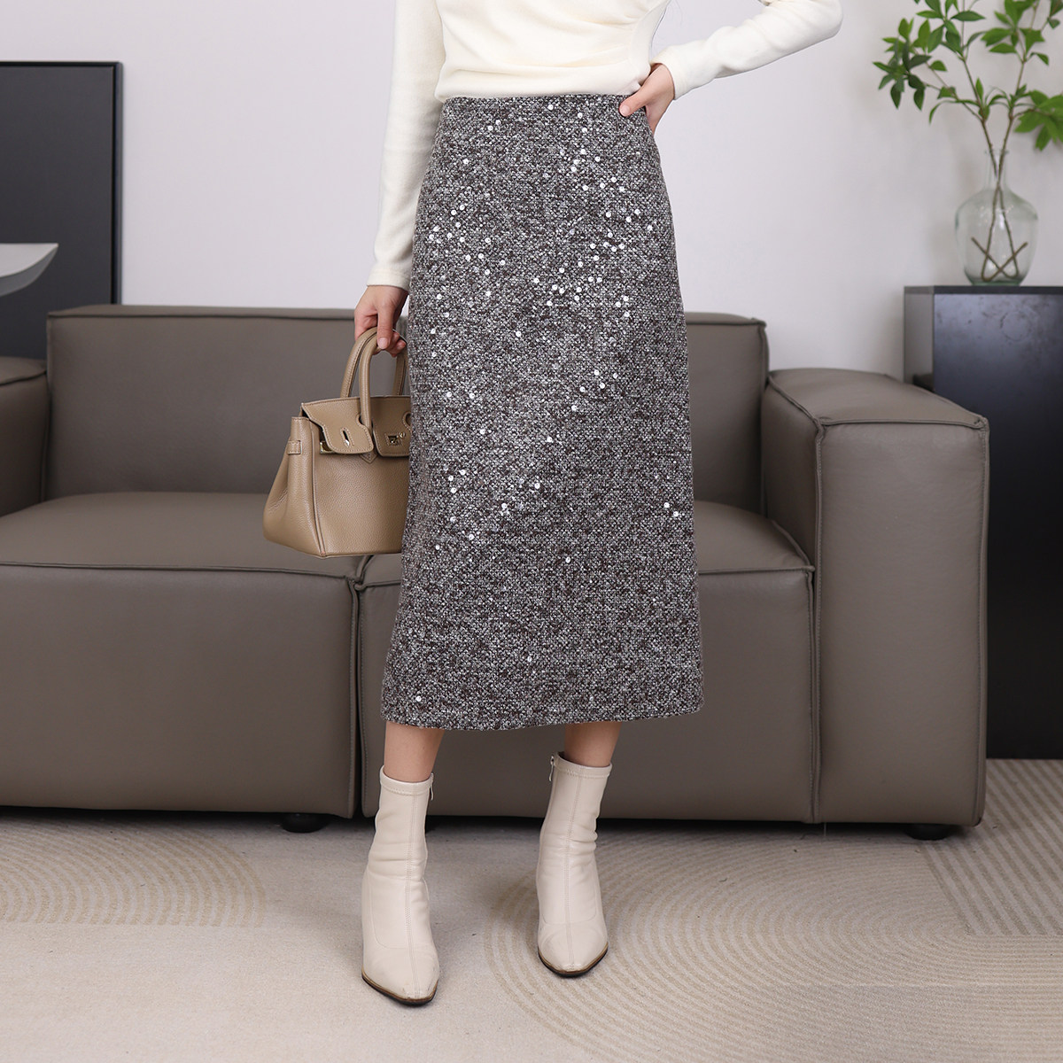 【年终大促】亮片小香风半身裙显瘦粗花呢直筒裙气质a字裙1298,女装/女士精品,半身裙,淘宝优惠券,粉丝福利购,淘宝优惠卷