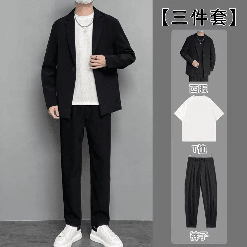 三件套男士大码显瘦西服套装