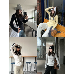 四色无缝打底T 时尚 新款 百搭修身 针织打底T上衣女 秋冬长袖 Our2