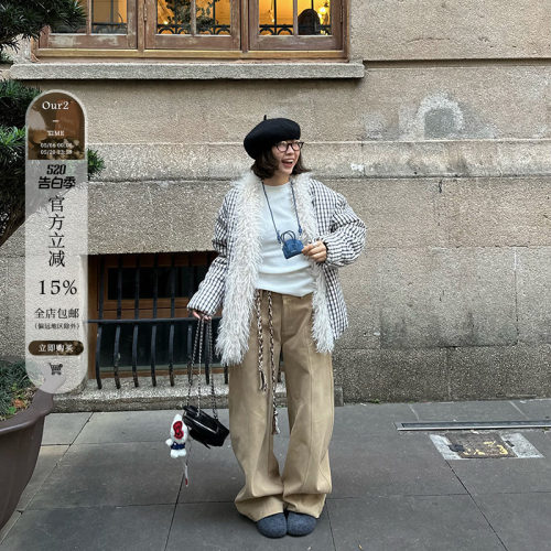 小众弯刀裤抽绳阔腿裤