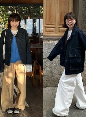 Our2复古宽松廓形原色牛仔外套女2025新款休闲百搭水洗夹克上衣潮